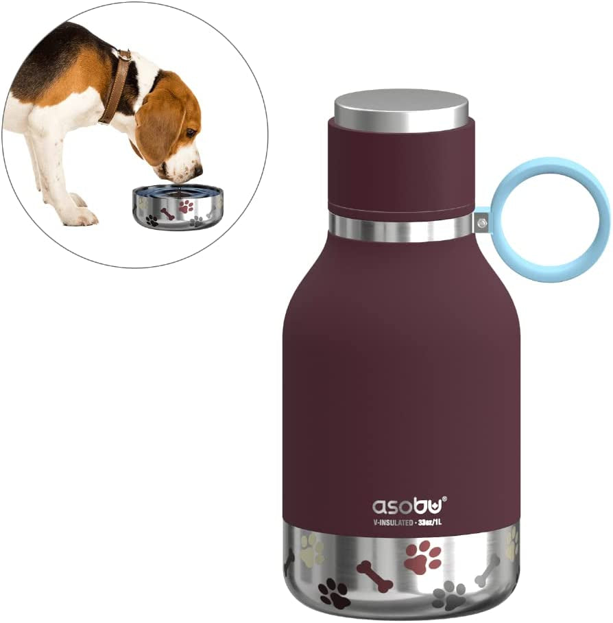 Insulated Travel Bottle with Dog Bowl Attachment (33 Ounce)