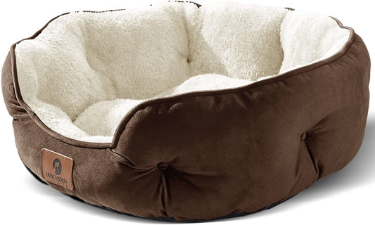 Small Dog Bed for Small Dogs, Cat Beds for Indoor Cats, Pet Bed for Puppy and Kitty, Extra Soft & Machine Washable with Anti-Slip & Water-Resistant, Brown, 20 Inches