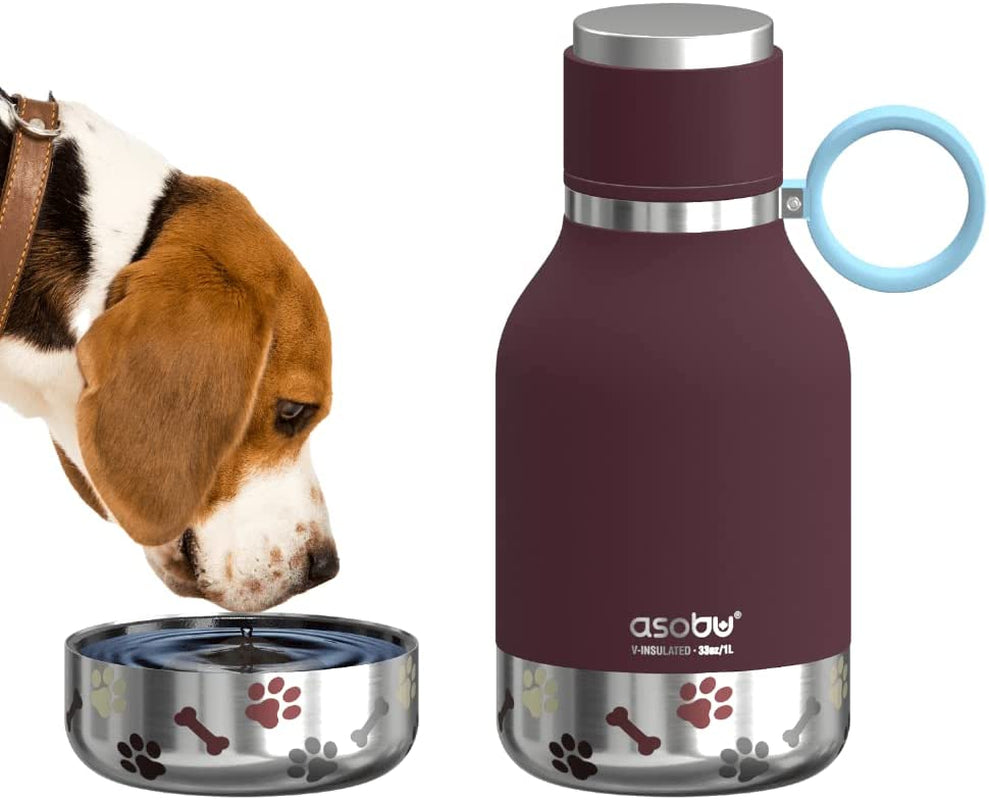 Insulated Travel Bottle with Dog Bowl Attachment (33 Ounce)