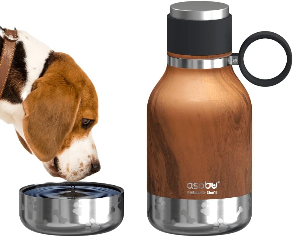 Insulated Travel Bottle with Dog Bowl Attachment (33 Ounce)