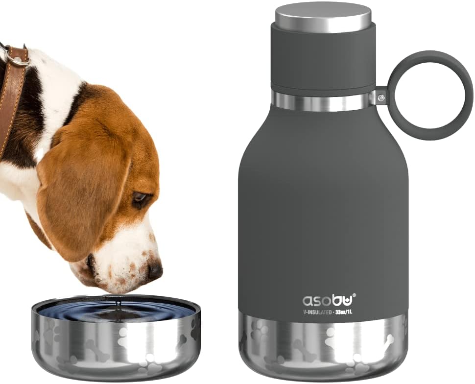 Insulated Travel Bottle with Dog Bowl Attachment (33 Ounce)