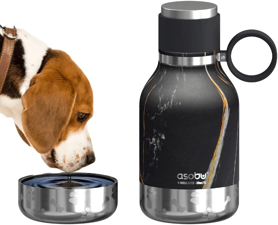 Insulated Travel Bottle with Dog Bowl Attachment (33 Ounce)