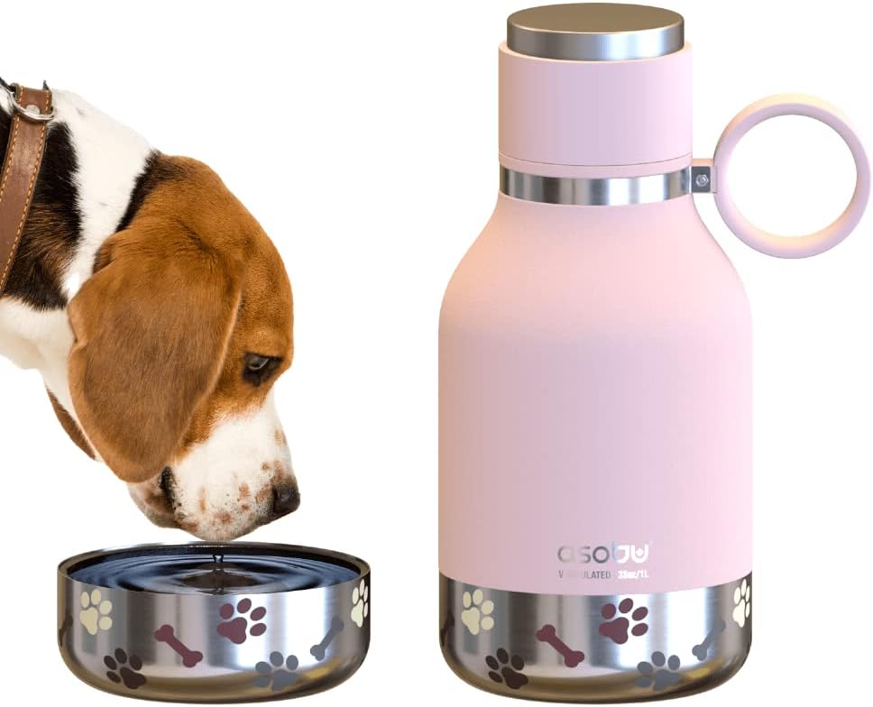 Insulated Travel Bottle with Dog Bowl Attachment (33 Ounce)