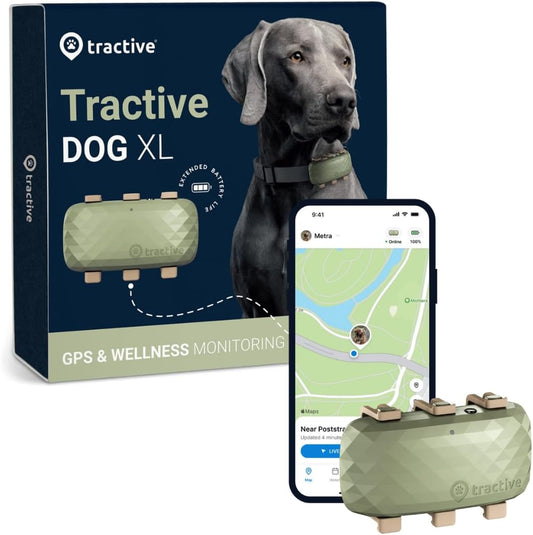 GPS Tracker & Health Monitoring for Dogs (50 Lbs+) - Market Leading Pet GPS Location Tracker | Wellness & Escape Alerts | Waterproof | Works with Any Collar (Green)