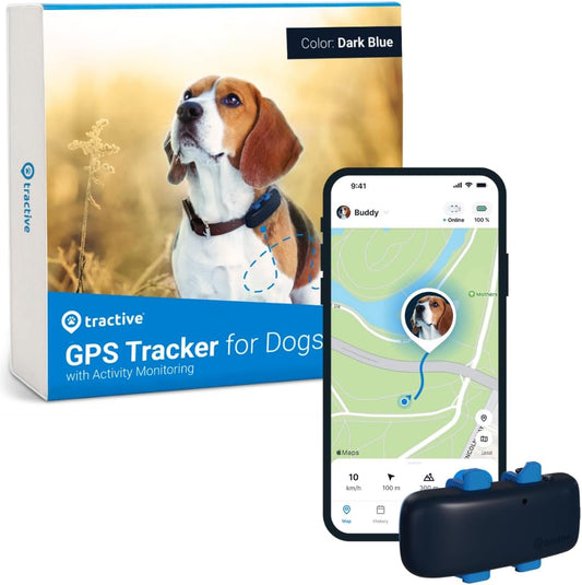 GPS Pet Tracker for Dogs - Waterproof, GPS Location & Smart Activity Tracker, Unlimited Range (Midnight Blue)