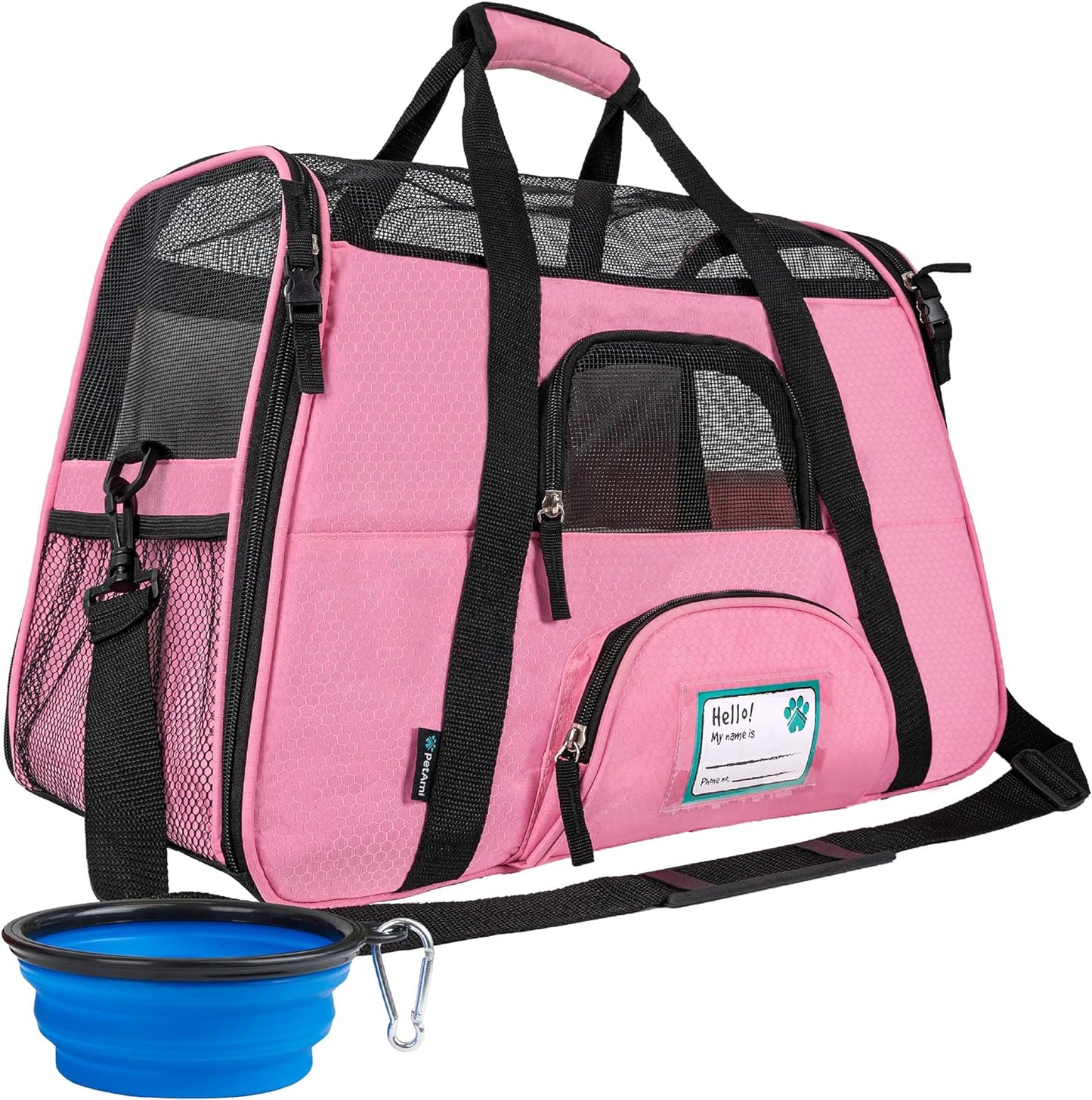 Airline Approved Pet Carrier for Cat or Small Dogs,  Ventilated Pet Carrying Bag Medium Large Kitten Puppy, Pink