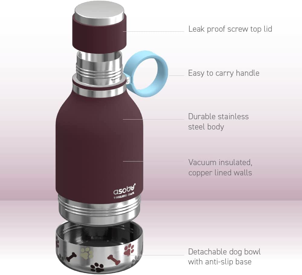 Insulated Travel Bottle with Dog Bowl Attachment (33 Ounce)