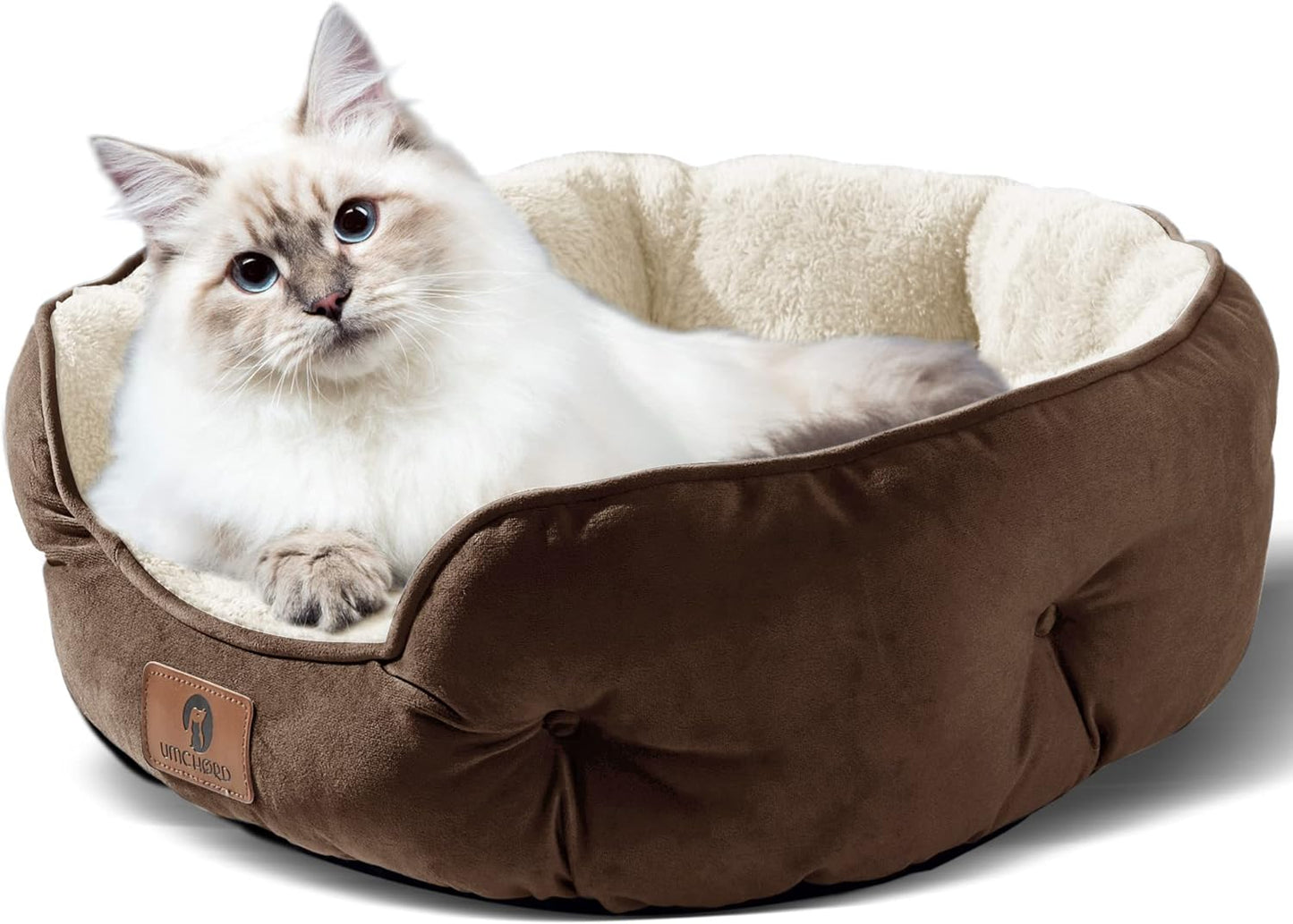 Small Dog Bed for Small Dogs, Cat Beds for Indoor Cats, Pet Bed for Puppy and Kitty, Extra Soft & Machine Washable with Anti-Slip & Water-Resistant, Brown, 20 Inches